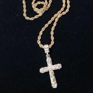 14k gold filled with silver rope chain & charm